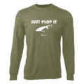 everything-smallmouth-long-sleeve-just-plop-it-tee-military-green-front